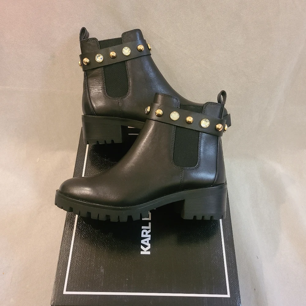 Karl Lagerfeld Paris Women’s Porshay Lug Sole Bootie in Black Sz 8.5 & 9 - Picture 4 of 9